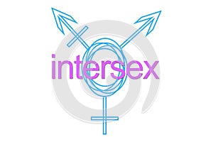 Drawn Intersex and transgender symbol with text in the center: INTERSEX.