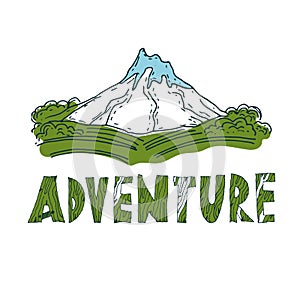 drawn labels for adventure themes. Vector