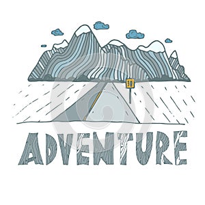 drawn labels for adventure themes. Vector