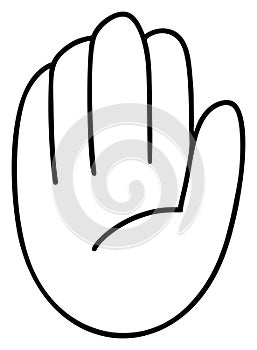 Drawn line of right hand icon gesture on white background, perfect for a logo or symbol, warning sign stop