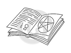 A DRAWN MAGIC BOOK ISOLATED ON A WHITE BACKGROUND