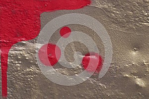 Drawn painted red circles on concrete wall. Graphic grunge texture. Abstract modern background