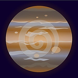 Drawn planet Jupiter on a dark background.
