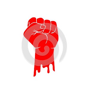 Drawn red hand clenched into a fist