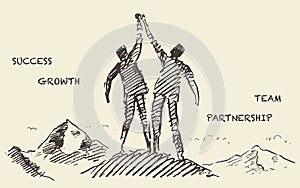 Drawn success teamwork partnership concept vector