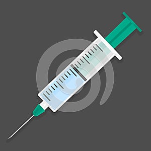 drawn up syringe with vaccine shot or other medicine