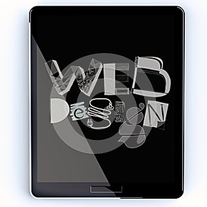 Drawn web deign on screen tablet computer