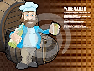 A drawn winemaker character with wine