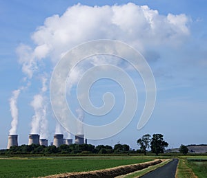 Drax Power Station With Clouds of Steam