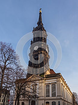 Draykonigskirche - Church of the Three Magi. Baroque building was erected in 1739 in Dresden, Germany