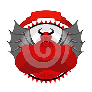 Dreaded, Scary Satan logo for a sports team or sports club. Red