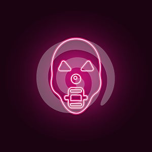 Dreadful horrible mask icon. Elements of Halloween in neon style icons. Simple icon for websites, web design, mobile app, info