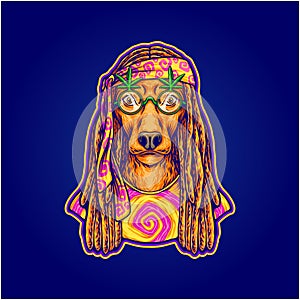 Dreadlock dog breed free spirited hippie lifestyle illustrations photo