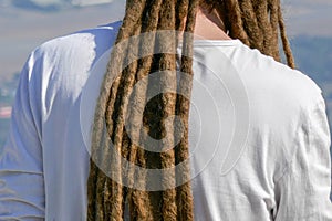 Dreadlocks hairstyle of man.Hair dreadlocks reggae stile