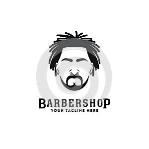 Dreadlocks locs dreads african american barbershop hair stylist logo icon with head hair silhouette