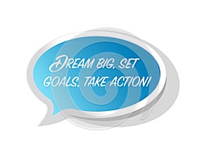 dream big, set, goals, take action bright ribbon message