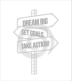 dream big, set, goals, take action multiple destination