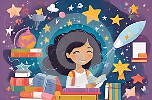 Dream Big: Vector Art Inspiring Girls to Reach for the Stars