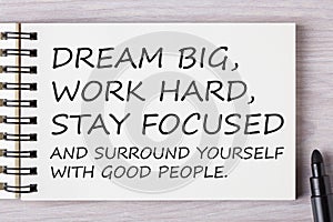 Dream big, work hard, stay focused and surround yourself with go