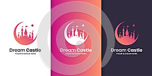 Dream castle logo template with modern gradient style Premium Vector