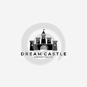 Dream Castle Logo Vector Illustration Vintage Design Art