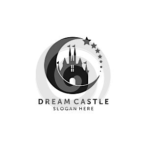 dream castle silhouette logo illustration vector template design