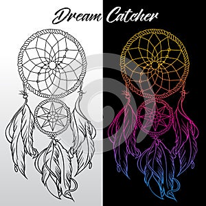 Dream Catche-Icon Vector Illustration	abstract american american indian background black