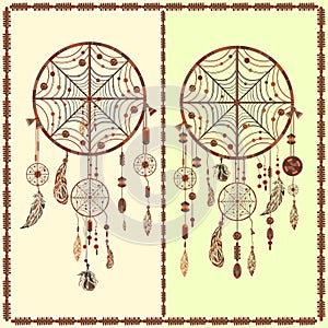 Dream Catcher ethnic Indian, feathers, beads