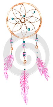 Dream catcher with feathers and beads.
