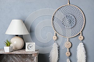 Dream catcher on gray