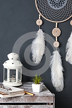 Dream catcher on gray