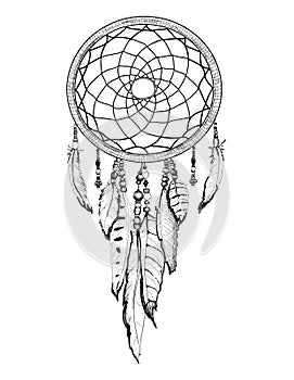 Dream catcher hand drawn sketch illustration