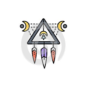 Dream catcher line icon. Isolated vector element.