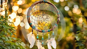 Dream catcher in nature. Selective focus.