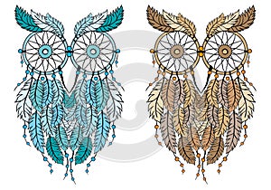 Dream catcher owl, vector