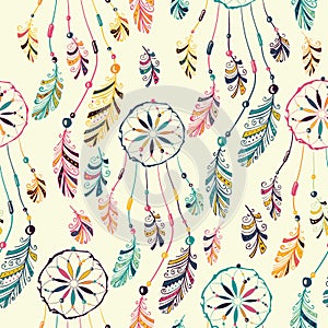 Dream catcher seamless pattern