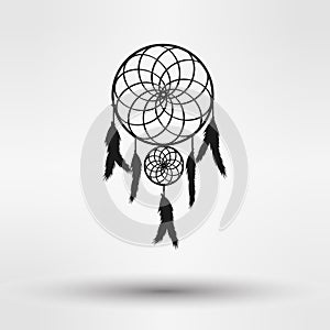 Dream catcher silhouette in black color isolated on white background. illustration