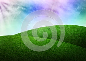 Dream of fantasy background sky rainbow grass