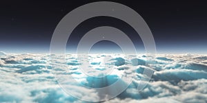 dream fly above clouds ray light