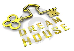 Dream House Or Dreamhouse Key Depicts Ideal Property For You - 3d Illustration