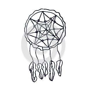 Dream hunters. Vector illustration in the Doodle style. Isolated object on a white background.