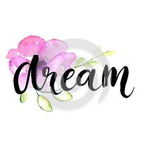 Dream - inspirational word at pastel violet