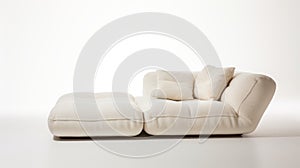 Dream-like White Sofa With Chaise Lounge And Pillows