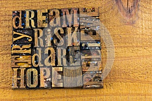 Dream risk dare hope believe try