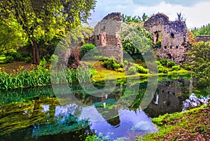 Dream river enchanted castle ruins garden fairy tale nymph garden