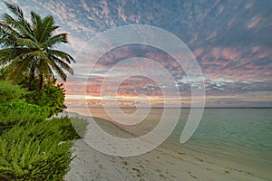 Dream scenery. Beautiful sunset over the tropical beach