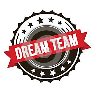DREAM TEAM text on red brown ribbon stamp
