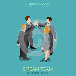 Dream team togetherness flat 3d web isometric concept