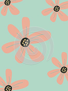 Cute pattern with chamomile in pastel colors.