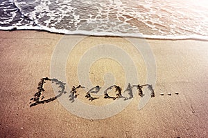 Dream title on the sand photo